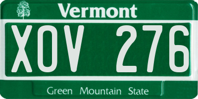 VT license plate XOV276