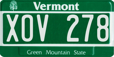 VT license plate XOV278