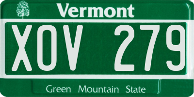 VT license plate XOV279