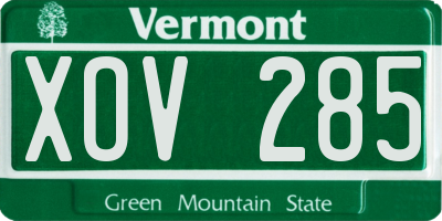 VT license plate XOV285