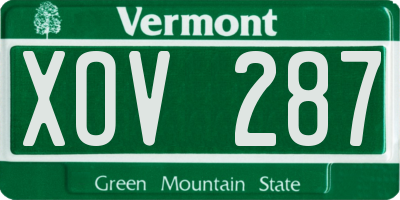 VT license plate XOV287