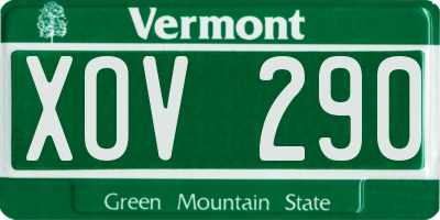 VT license plate XOV290