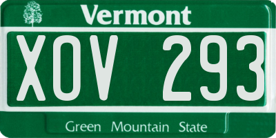 VT license plate XOV293