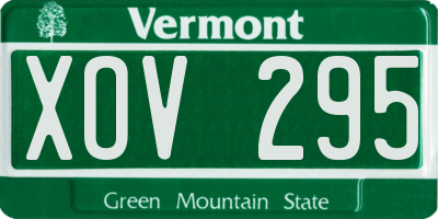 VT license plate XOV295