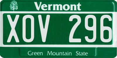 VT license plate XOV296