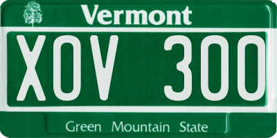 VT license plate XOV300