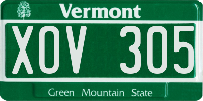 VT license plate XOV305