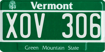 VT license plate XOV306