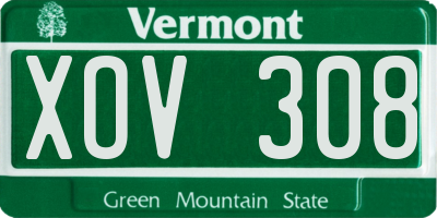 VT license plate XOV308