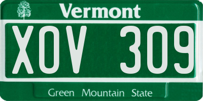 VT license plate XOV309
