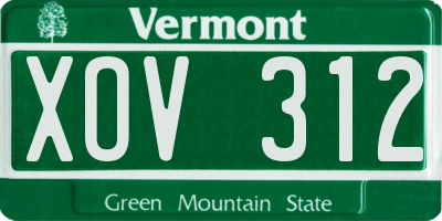 VT license plate XOV312