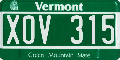 VT license plate XOV315