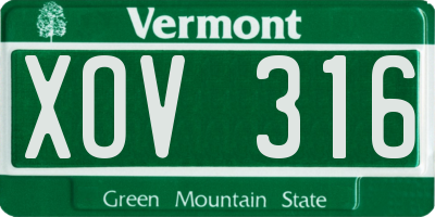 VT license plate XOV316