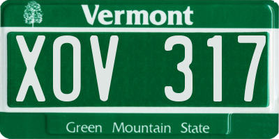 VT license plate XOV317