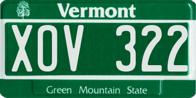 VT license plate XOV322
