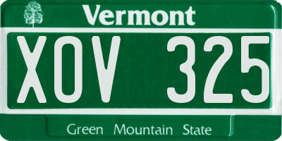 VT license plate XOV325