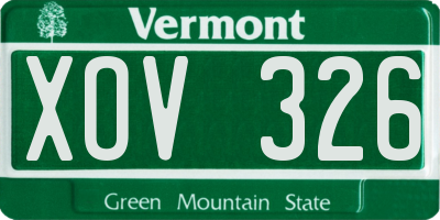 VT license plate XOV326