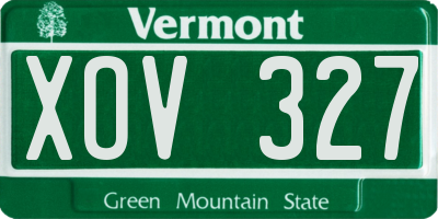 VT license plate XOV327