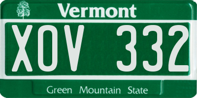 VT license plate XOV332
