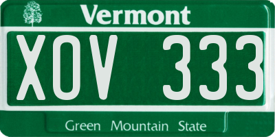 VT license plate XOV333