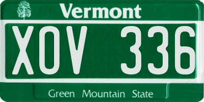 VT license plate XOV336