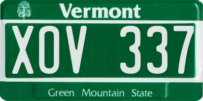 VT license plate XOV337