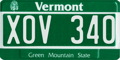 VT license plate XOV340