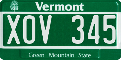 VT license plate XOV345