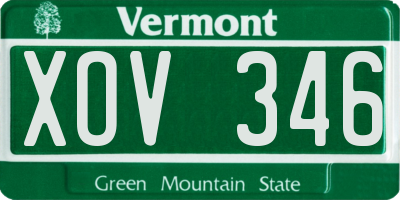 VT license plate XOV346