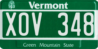 VT license plate XOV348