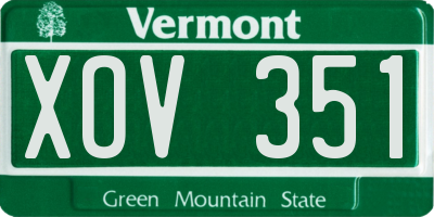 VT license plate XOV351