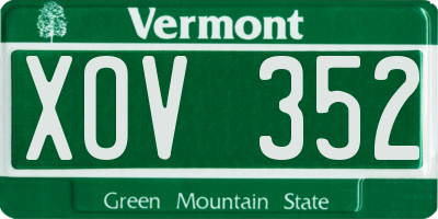 VT license plate XOV352