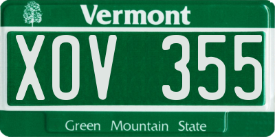 VT license plate XOV355