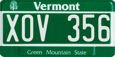 VT license plate XOV356