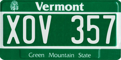 VT license plate XOV357