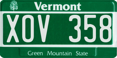 VT license plate XOV358