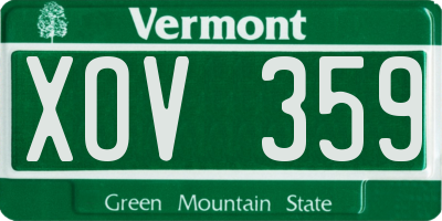 VT license plate XOV359