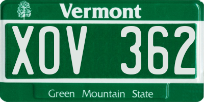 VT license plate XOV362