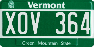 VT license plate XOV364