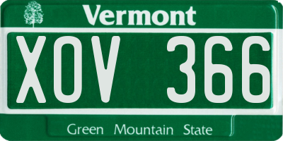 VT license plate XOV366