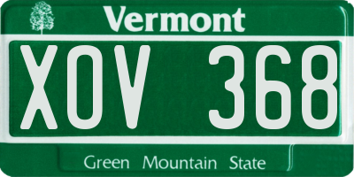 VT license plate XOV368