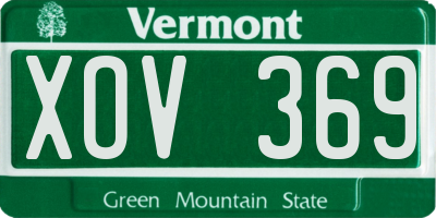 VT license plate XOV369