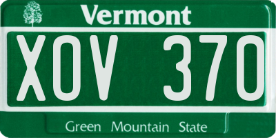VT license plate XOV370