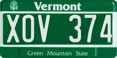 VT license plate XOV374