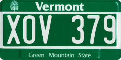 VT license plate XOV379