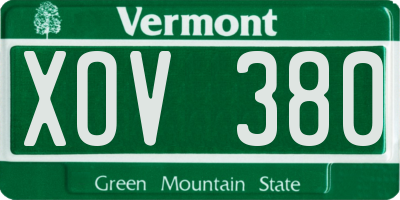 VT license plate XOV380