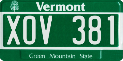 VT license plate XOV381