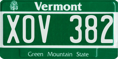 VT license plate XOV382