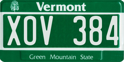 VT license plate XOV384