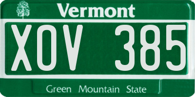 VT license plate XOV385
